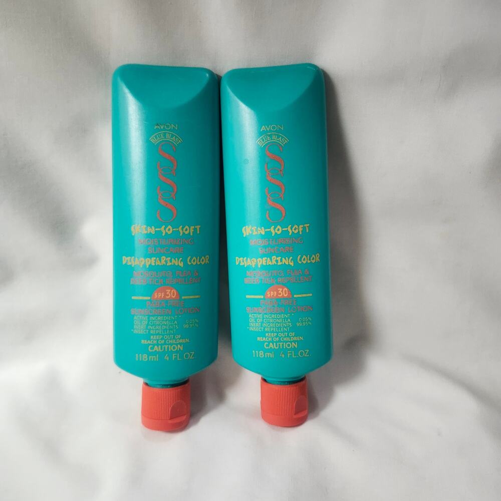 2 x Avon Skin So Soft Mosquito Flea Tick Repellent  SPF 30 Sunscreen 4 oz D2